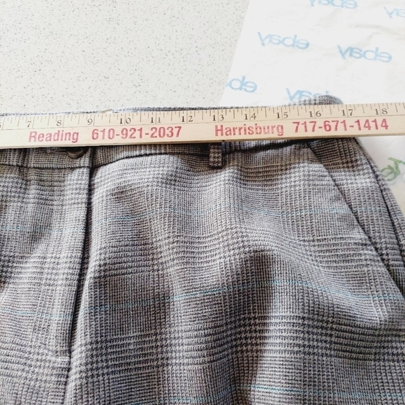 LL Bean Wool Like Pants 14 Short Fully Lined Gray Machine Wash Classic Fit Plaid - Picture 6 of 13